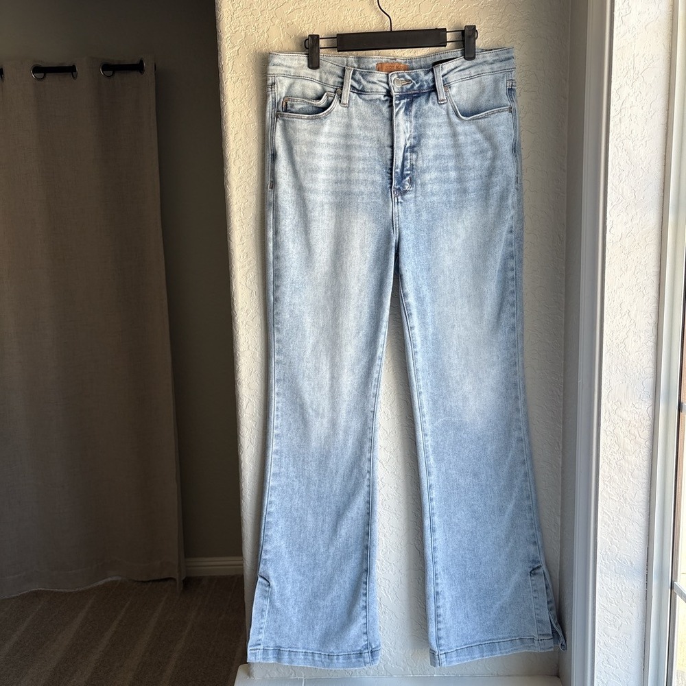 Judy Blue Slim Boot Women 13/31 Jeans Light Wash Split Hem High Rise